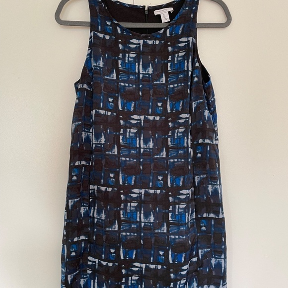 Katherine Barclay Montreal Abstract Print Blue Midi Shift Dress Size 2 - Picture 3 of 13